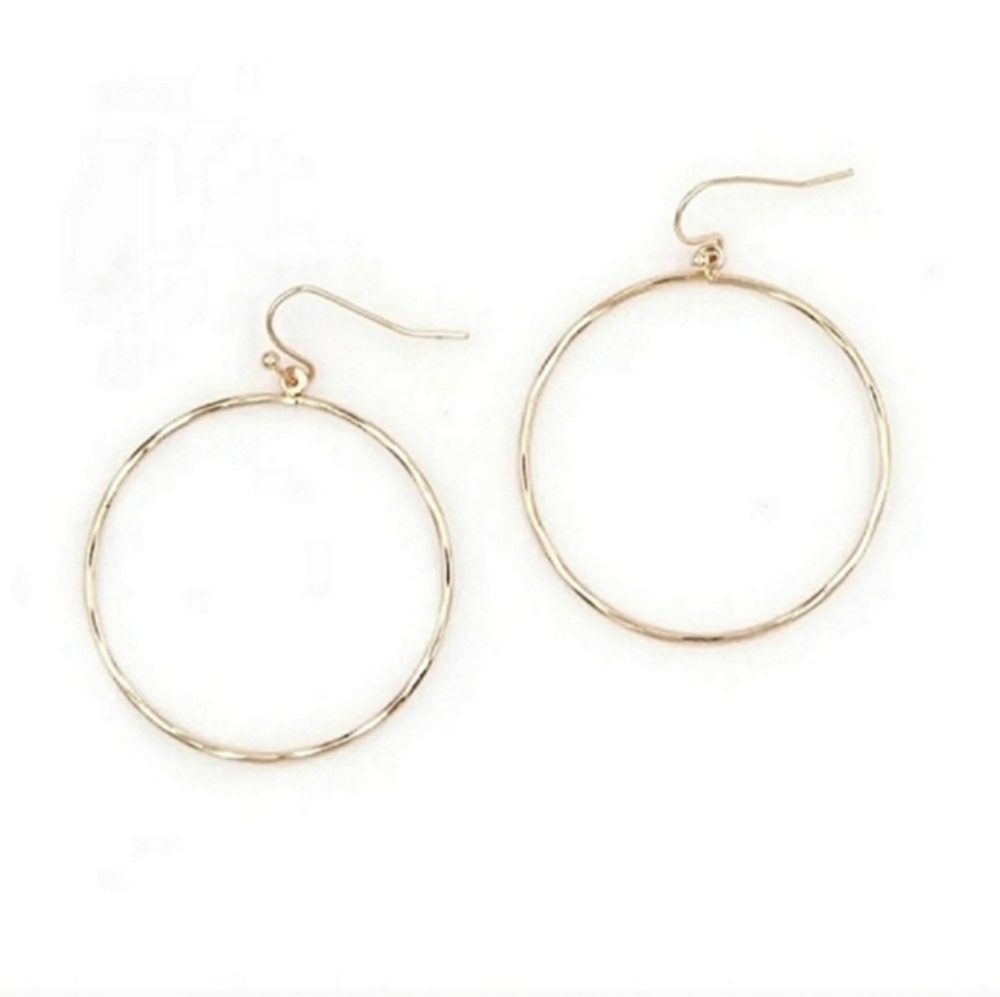 Anthropologie Simple Wave Gold Hoop Earrings